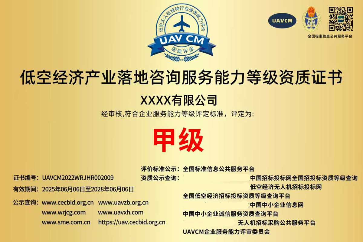 UAVCM低空经济产业落地咨询服务能力等